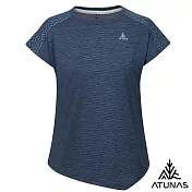 【ATUNAS 歐都納】女款循環酷涼節能抑菌短袖T恤/涼感衣A1TS2512WC- S 麻花靛藍