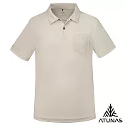 【ATUNAS 歐都納】男款款迴圈ATUNAS-TEX吸濕排汗短袖POLO衫/大尺碼A2PS2532MC- M 灰米