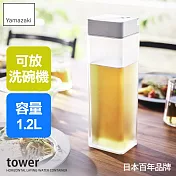 日本【YAMAZAKI】tower密封防漏冷水壺1.2L (白)