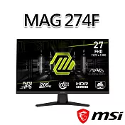 msi微星 MAG 274F 27吋 電競螢幕 (27＂/1920x1080/16:9/200Hz)