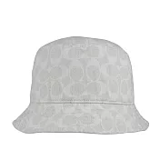 COACH 滿版CC Logo 皮標細節棉質牛仔漁夫帽 (白色)