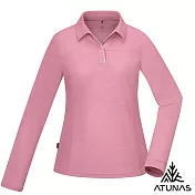 【ATUNAS 歐都納】女款POLARTEC POWER DRY吸濕排汗透氣快乾長袖POLO衫A1PSGZ02W- S 杏桃粉