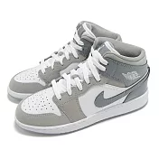 Nike 休閒鞋 Air Jordan 1 Mid SE GS 大童 女鞋 灰 麂皮 漆皮 AJ1 HF3193-100