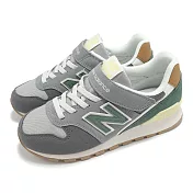 New Balance 休閒鞋 996 中童 寬楦 灰 綠 麂皮 經典 魔鬼氈 小朋友 運動鞋 NB YV996RB3-W