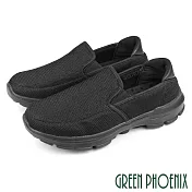 【GREEN PHOENIX】男 懶人鞋 健走鞋 休閒鞋 懶人拖鞋 包頭拖鞋 直套式 寬楦 輕量 減壓避震 JP25.5 全黑