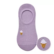 【ONEDER 旺達棉品】韓系電繡套版襪 柔棉刺繡襪 台灣製棉襪女襪- 紫-冰淇淋 GK-AP102