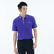 【遊遍天下】男款抗UV吸濕排汗機能格紋POLO衫(GS1017) M 藍紫