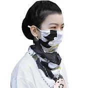 E.City_時尚百搭透氣防曬絲巾口罩 黑百合