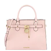 MICHAEL KORS 素面皮革鎖頭造型手提/肩背兩用包 粉紅