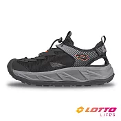 【LOTTO 義大利】 男 親膚透氣 護趾涼鞋- 25cm 黑/灰