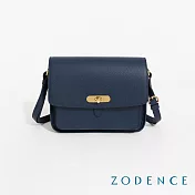ZODENCE RENEE進口真皮水滴釦方型斜背包  深藍