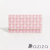 aziza 小象圖騰釦式8卡長夾  果凍粉