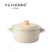 【FUJIHORO 富士琺瑯】 官方直營 COTTON PLUS 簡約+系列 雙耳附蓋琺瑯鍋 亞麻米20cm/2.9L