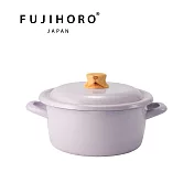 【FUJIHORO 富士琺瑯】 官方直營 COTTON PLUS 簡約+系列 雙耳附蓋琺瑯鍋 粉藕紫20cm/2.9L