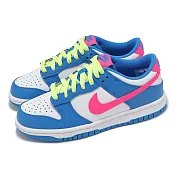 Nike 休閒鞋 Dunk Low BG 大童 女鞋 藍 螢光粉 綠 皮革 低筒 IB7747-406
