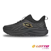 【LOTTO 義大利】男 寬楦 TR 350 防潑水越野跑鞋- 25.5cm 黑/金