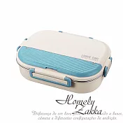 【Homely Zakka】可微波超大容量不鏽鋼分隔保溫便當盒四格(附餐具/湯碗) 3色任選 北歐藍
