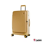 【CROWN 皇冠】BOXY 26吋 前開式防盜拉鍊/ 鋁框拉桿箱- 黃色