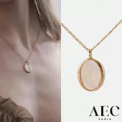AEC PARIS 巴黎品牌 玫瑰粉晶項鍊 經典橢圓形金色項鍊 CHAIN NECKLACE CARYA