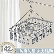 【APEX】鋁合金晾曬夾42夾  (晾衣夾 晾衣架 曬襪架 內衣夾 衣架 吊襪架 毛巾架 襪夾 襪架)   太空銀