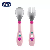 【Chicco】不鏽鋼幼兒叉匙組 甜美女孩