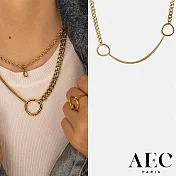 AEC PARIS 巴黎品牌 幸運雙圈項鍊 金色簡約項鍊 CHAIN NECKLACE CRUSH