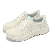 Skechers 懶人鞋 Go Walk Flex Slip-Ins 女鞋 米白 藍 瞬穿科技 緩衝 輕量 健走鞋 125502NAT