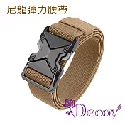 【Decoy】耐磨尼龍 男士時尚插扣彈力腰帶/ 卡其色