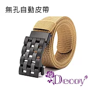 【Decoy】緊密編織 男女時尚自動平滑扣無孔腰帶/ 卡其色