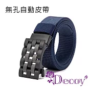 【Decoy】緊密編織 男女時尚自動平滑扣無孔腰帶/ 藍色