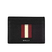 BALLY Ribbon 紅白條紋牛皮4卡卡片夾/名片夾 (黑色)
