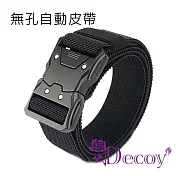 【Decoy】時尚尼龍 男女休閒插扣彈力腰帶/ 黑色