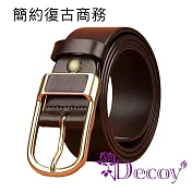 【Decoy】金扣頭 復古簡約商務時尚皮帶/ 咖啡色