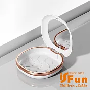 【iSFun】典雅金邊 多功能隱形牙套假牙磁吸鏡子收納盒/ 白色