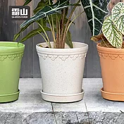 【日本霜山】復古風植纖環保花盆(附托盤)- 淺灰