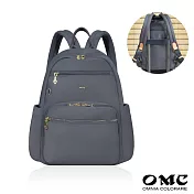 【OMC】必buy寬側袋旅行休閒後背包03531( 莫蘭迪灰