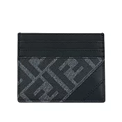FENDI Diagonal FF Logo 帆布及皮革6卡卡片夾/名片夾 (牛仔藍)