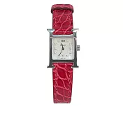 HERMES Heure H 鱷魚皮錶帶帶鑽女錶 21mm_展示品 (紅色)