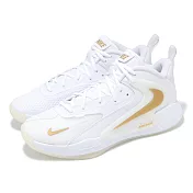 Nike 排球鞋 Zoom Hyperset 2 男鞋 白 金 緩震 羽排鞋 室內運動 FQ7070-104
