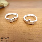 清新自然嫩芽枝葉白蝶貝針式925純銀易扣耳環.圈圈耳環