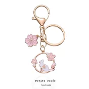 【Petite rosee】櫻花系列奢華金屬包包鑰匙圈配件掛吊飾-櫻花貓咪款｜品牌禮盒包裝｜閨蜜生日情人女友老婆母親聖誕交換禮物