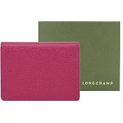 LONGCHAMP LE FOULONNÉ系列牛皮簡約三折壓釦短夾 甜菜根