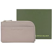 LONGCHAMP LE FOULONNÉ系列牛皮卡片零錢包 斑鳩灰