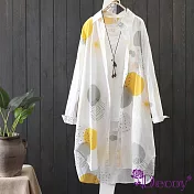 【Decoy】點點印花＊夏季寬長版輕薄雪紡罩衫襯衫/黃