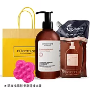L’OCCITANE 歐舒丹 草本修護洗髮環保組[洗髮乳+補充包+頭皮按摩刷]-國際航空版