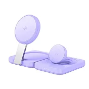 【Lisen】Qi2認證 三合一磁吸無線充15W MagSafe 桌面支架 手機支架 桌上手機架 AppleWatch充電架 紫色