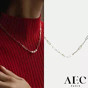 AEC PARIS 巴黎品牌 幸運三珍珠項鍊 金色簡約方形項鍊 CHAIN NECKLACE LOREM