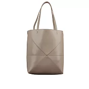 LOEWE Puzzle 亮面小牛皮摺疊托特包 (沙色)
