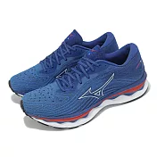 Mizuno 慢跑鞋 Wave Sky 6 男鞋 深藍 白 緩衝 回彈 運動鞋 美津濃 J1GC2202-06