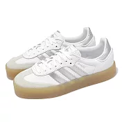adidas 休閒鞋 Sambae W 女鞋 白 銀 膠底 皮革 厚底 德訓鞋 三葉草 愛迪達 JQ8412